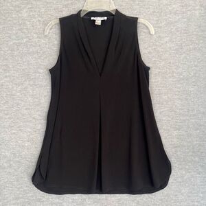 Joseph Ribkoff Black Pleated Sleeveless Top Womens 8 V Neck Career Office Blouse